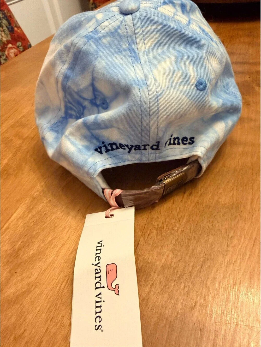 NWT Vineyard Vines Whale Logo Blue Tie-Die Adjustable Men's Baseball Cap Hat